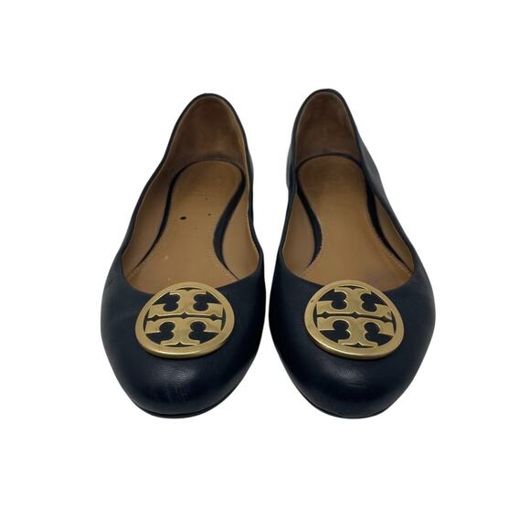 Tory Burch Benton Ballet Flats - Black Nappa Leather - Gold Tone - Size 7 - Picture 5 of 8